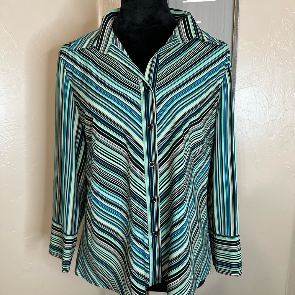 Green Stripe Large Lauren Lee Blouse